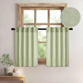 MIULEE Sage Green Kitchen Curtains 30 Inch Length 2 Panels, Soft Thick Linen Textured Semi Sheer Light Filtering Short Cafe Tier Curtains for Small Half Window Bathroom Laundry Back Tab Rod Pocket