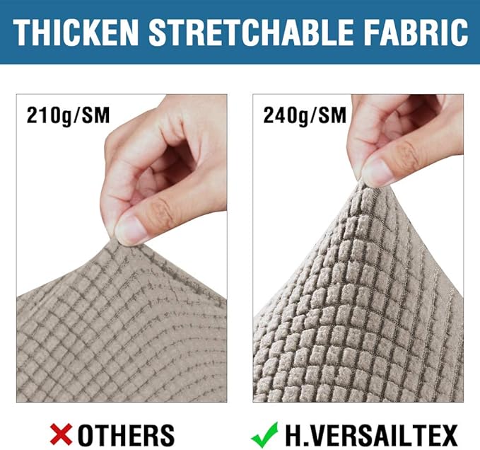H.VERSAILTEX 4 Piece Stretch Sofa Covers for 3 Cushion Couch Covers for Living Room Furniture Slipcovers (Base Cover Plus 3 Seat Cushion Covers) Upgraded Thicker Jacquard Fabric (Sofa, Taupe)