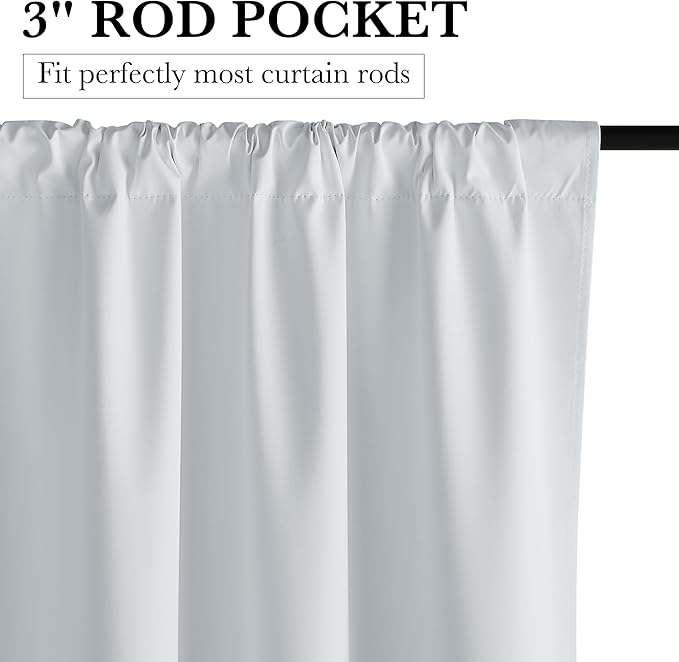 RYB HOME White 100% Blackout Curtains, Thermal Insulated Heat & UV Blocking Total Room Darkening Privacy Drapes for Bedroom Dining Living Room, Width 34 by Length 63, White, 2 Panels