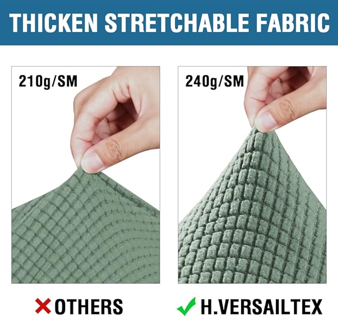 H.VERSAILTEX 4 Piece Stretch Sofa Covers for 3 Cushion Couch Covers for Living Room Furniture Slipcovers (Base Cover Plus 3 Seat Cushion Covers) Upgraded Thicker Jacquard Fabric (Sofa, Loden Frost)