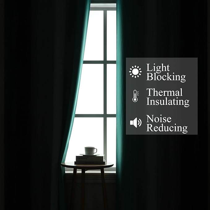 Estelar Textiler Navy Blue and Teal Ombre Blackout Curtains for Bedroom, Thermal Insulated Gradient Blackout Drapes, Full Room Darkening Energy Saving Curtains for Living Room, 42Wx84L, 2 Panels