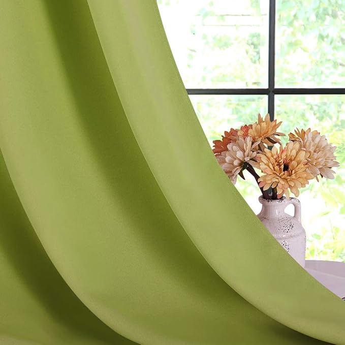 NICETOWN Blackout Curtain Panels for Bedroom, 2 Panels, W70 x L95-inch, Fresh Green, Thermal Insulated Grommet Top Blackout Draperies and Drapes for Basement