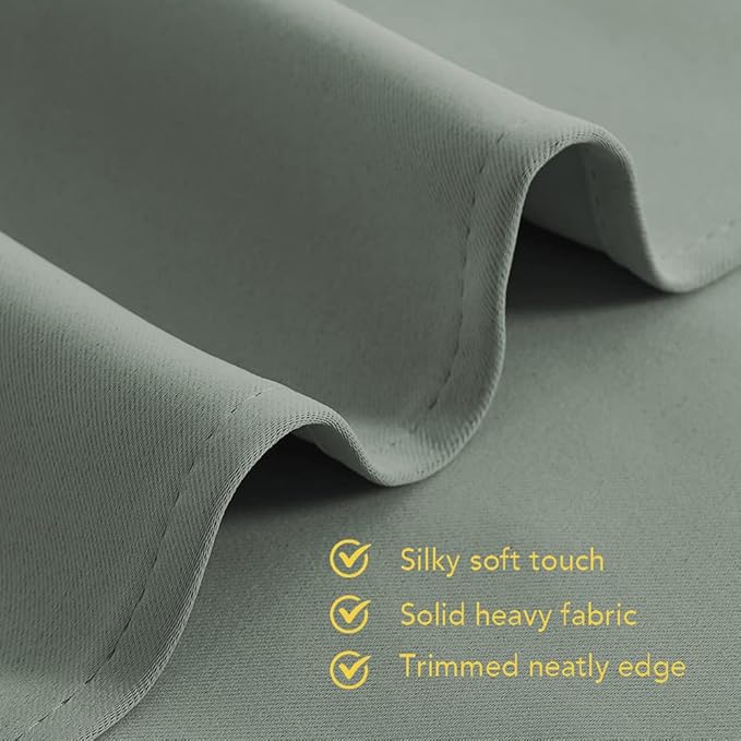 NICETOWN Bedroom Curtain Panels Blackout Draperies, Sage Green, 1 Pair, 34 by 40-inch, Thermal Insulated Solid Grommet Blackout Curtains/Drapes