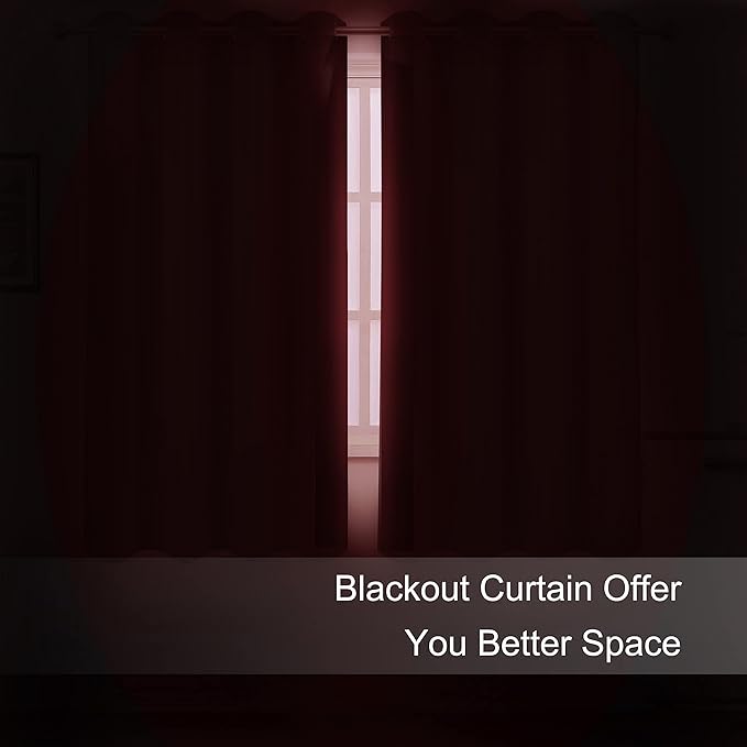 LEMOMO Bright Red Blackout Curtains 52 x 54 Inch Length/Set of 2 Curtain Panels/Thermal Insulated Room Darkening Blackout Curtains for Bedroom