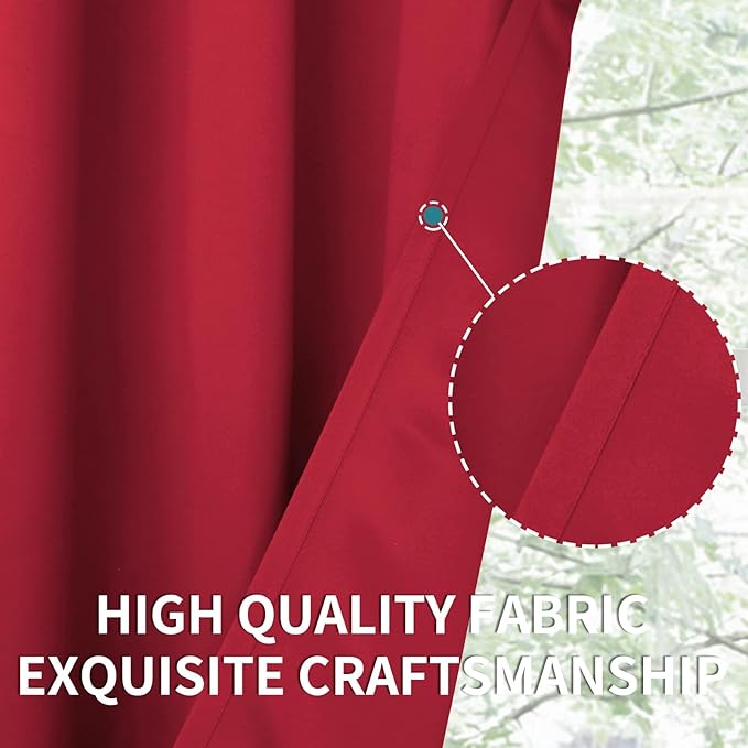 BGment Red Blackout Curtains 72 Inch Length 2 Panels Set, Grommet Thermal Insulated Room Darkening Curtains for Bedroom, Each 46 x 72 Inch