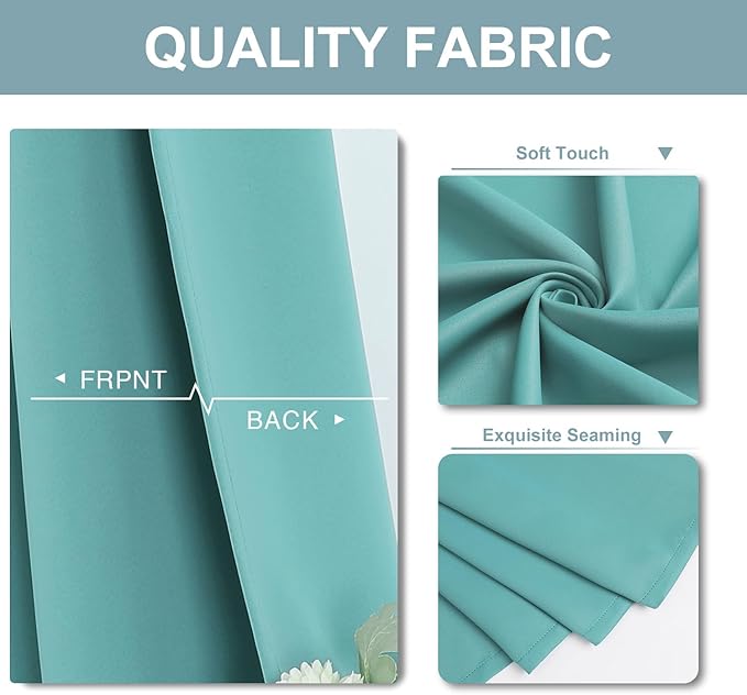 ChrisDowa Blackout Curtains 72 inches Long for Bedroom - 2 Panels Set Grommet Thermal Insulated Room Darkening Curtains for Living Room (Aqua, 52 x 72 Inch)