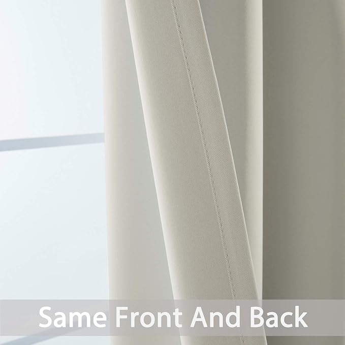Yakamok Blackout Curtains Room Darkening Thermal Insulated Grommet top Window Curtains for Living Room, 42 x 63 Inch, Light Beige, Set of 2