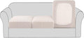 H.VERSAILTEX Super Stretch Couch Cushion Covers Sofa Cushion Slipcovers Jacquard Fabric Individual Seat Couch Slipcover Sets for Pets with Elastic Bottom(3 Packs Cushion Sofa Covers, Ivory)