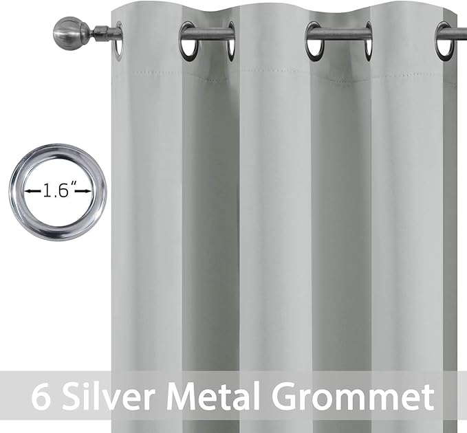 Yakamok Blackout Curtains for Bedroom,Grommet Thermal Insulated Room Darkening Curtains for Living Room, Set of 2 Panels (38 x 84Inch, Light Grey)