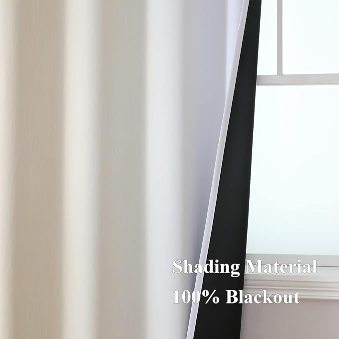 Estelar Textiler Beige and Greyish White Blackout Curtains for Living Room, Thermal Insulated Ombre Grommet Curtains & Drapes for Dining Room, Full Room Darkening Curtains for Bedroom,42Wx84L,2 Panels
