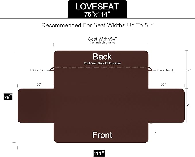 U-NICE HOME Loveseat Sofa Cover Reversible Couch Cover for Dogs Pets with Elastic Straps Water Resistant Furniture Protector for 2 Cushion Couch (Loveseat, Grey/Beige)