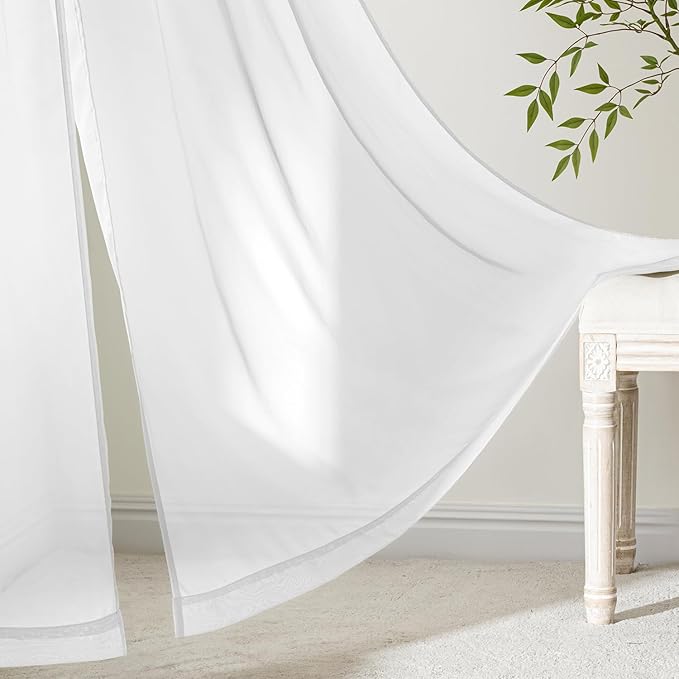 MIULEE White Sheer Curtains 78 Inches Long, 4 Panels Set, Light Filtering Voile Rod Pocket Drapes, Airy Soft Fabric Window Treatments for Living Room and Bedroom, 42 x 78 Inches