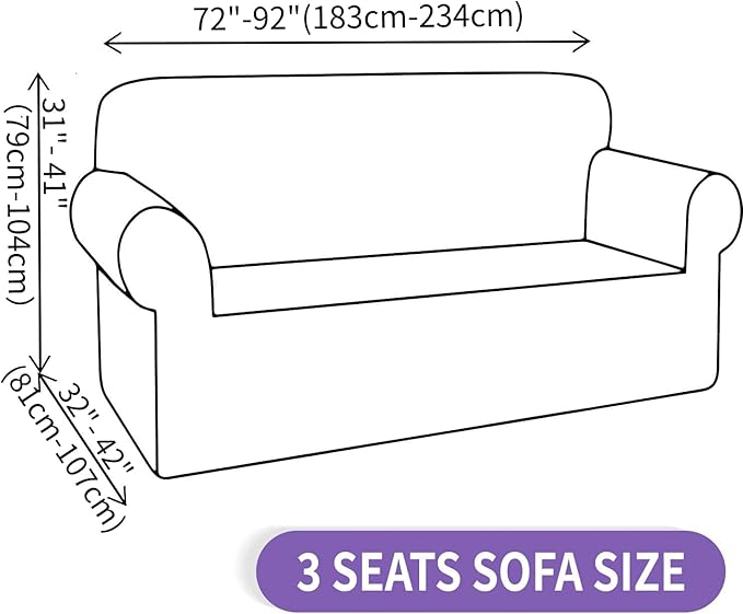 ZNSAYOTX Super Stretch Couch Cover (72"-92"), New Striped Sofa Covers Fitted Slipcovers with Elastic Bottom, Dog Cat Pets Proof Spandex Fabric Comfortable & Durable (Wine Red, Sofa)