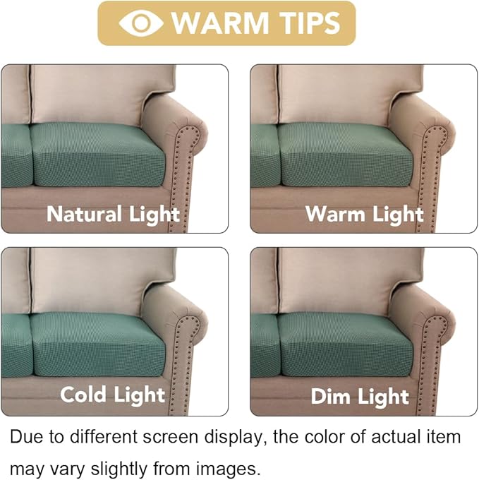 H.VERSAILTEX Super Stretch Individual Seat Cushion Covers Sofa Covers Couch Sets Slipcover Thick Jacquard Textured Twill Fabric (2 Piece Large Sofa Cushion Covers, Sage)