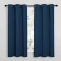 NICETOWN Moroccan Blue Room Darkening Curtains for Kitchen, Window Treatment Thermal Insulated Solid Grommet Room Darkening Curtains/Drapes for Bedroom (Set of 2, 42 inches Wide by 68 inches Long)