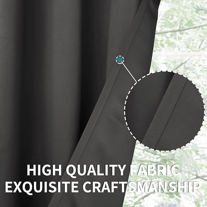 BGment Blackout Curtains for Bedroom - Grommet Thermal Insulated Room Darkening Curtains for Living Room, Set of 2 Panels (70 x 84 Inch, Dark Grey)