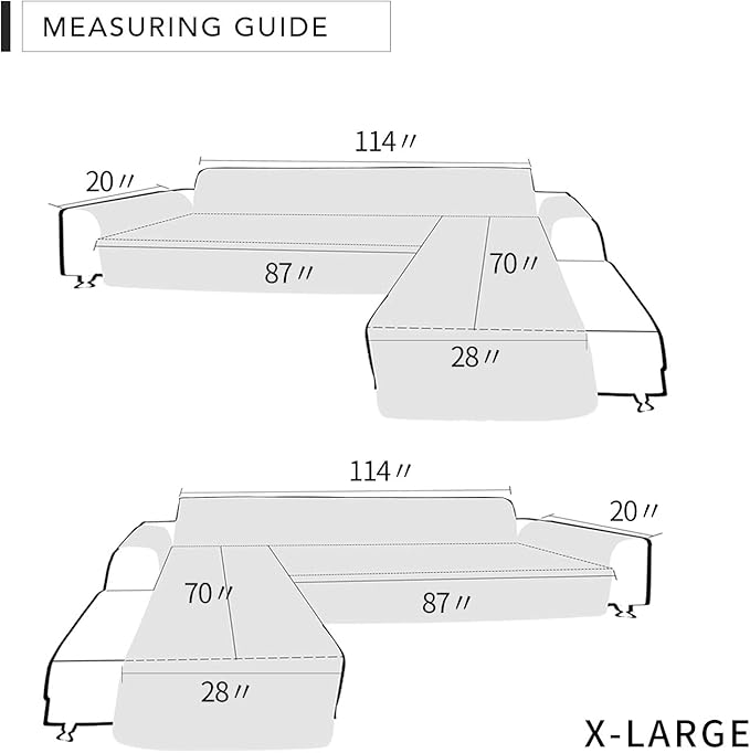 Easy-Going Sofa Slipcover L Shape Sofa Cover Sectional Couch Cover Chaise Lounge Slip Cover Reversible Sofa Cover Furniture Protector Cover for Pets Kids Children Dog Cat (X-Large,Wine/Wine)