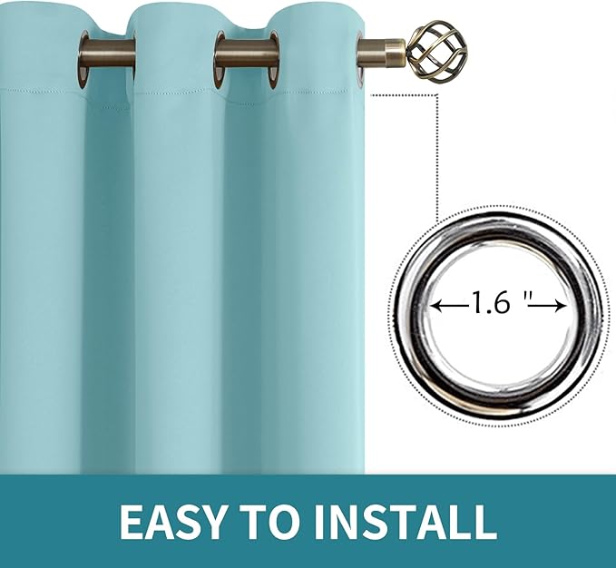 BGment Blackout Curtains - Grommet Thermal Insulated Room Darkening Bedroom and Living Room Curtains, Set of 2 Panels (46 x 63 Inch, Baby Blue)