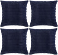 Fancy Homi 4 Packs Navy Blue Decorative Throw Pillow Covers 20x20 Inch for Living Room Couch Bed Sofa, Rustic Modern Farmhouse Boho Home Decor, Soft Plush Corduroy Square Cute Cushion Case 50x50 cm