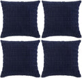 Fancy Homi 4 Packs Navy Blue Decorative Throw Pillow Covers 16x16 Inch for Living Room Couch Bed Sofa, Rustic Modern Farmhouse Boho Home Decor, Soft Plush Corduroy Cute Square Cushion Case 40x40 cm