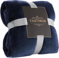 TASTHROW Large Flannel Fleece Throw Blanket, 50×70 Inch - Cozy Lightweight Thick Blanket - All Seasons Suitable for Women, Men and Kids (Two Pack, Navy)