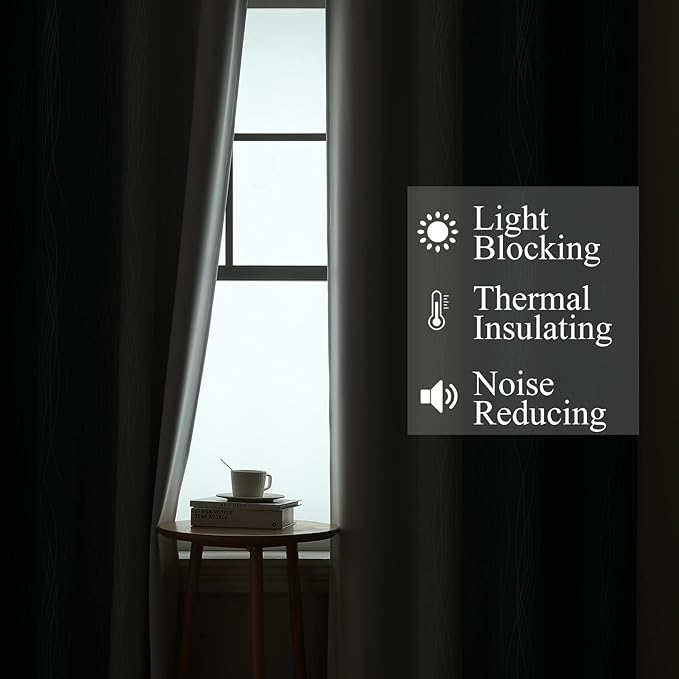 Estelar Textiler Navy Blue and Greyish White Blackout Curtains 84 Inches Long, Full Room Darkening Grommet Curtains for Bedroom,Thermal Insulated Ombre Blackout Drapes for Living Room,42Wx84L,2 Panels