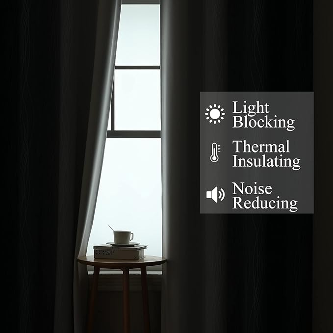 Estelar Textiler Grayish White and Navy Blue Blackout Curtains for Living Room, Ombre Thermal Insulated Noise Reducing Blackout Drapes for Bedroom, Room Darkening Grommet Curtains, 42Wx63L, 2 Panels