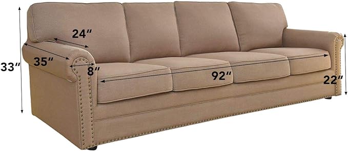 Easy-Going Stretch 4 Seater Sofa Slipcover 1-Piece Sofa Cover Furniture Protector Couch Soft with Elastic Bottom for Kids, Polyester Spandex Jacquard Fabric Small Checks Gray