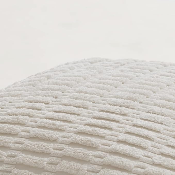 Fancy Homi 4 Packs Pure White Decorative Throw Pillow Covers 18x18 Inch for Living Room Couch Bed, Rustic Modern Farmhouse Boho Home Decor, Soft Plush Corduroy Cute Accent Square Cushion Case 45x45 cm