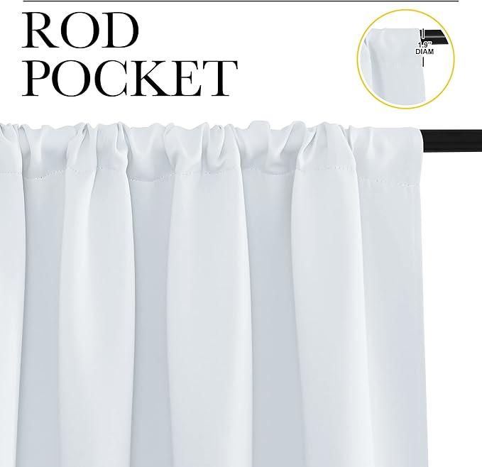 NICETOWN Kitchen Room Darkening Curtains - Window Treatment Thermal Insulated Rod Pocket Room Darkening Curtains/Drapes for Bedroom (2 Panels, 42 by 84, Platinum - Greyish White)
