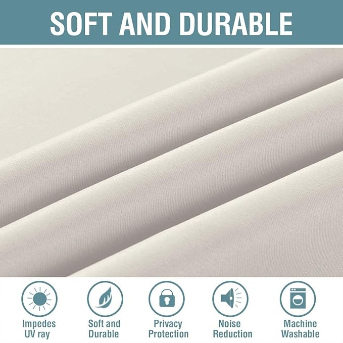 H.VERSAILTEX Light Blocking Curtain for Living Room Thermal Insulated Window Treatment Panel/Drape for Dining Room, Elegant Soft Curtain for Bedroom Grommet Top One Panel (Ivory - 52x54 Inches)