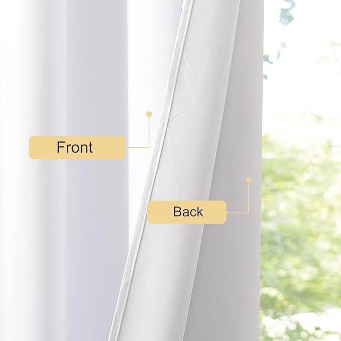NICETOWN 100% Blackout Window Curtain Panels 78 inch Length for Living Room, Set of 2, Snow White, 55 inches Wide, Thermal Insulated Drapes