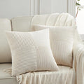 Fancy Homi 2 Packs Cream Euro Decorative Throw Pillow Covers 28x28 Inch for Couch Bed Sofa, Rustic Farmhouse Boho Home Decor, Soft Corss Corduroy Patchwork Textured Square Cushion Case 71x71 cm