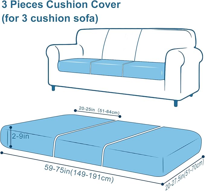 Smiry Printed Couch Cushion Covers, Stretch Soft Couch Covers for Sofa, Washable Non-Slip Sofa Slipcover Furniture Protector for Indoor and Outdoor (3 Pack, Orange)