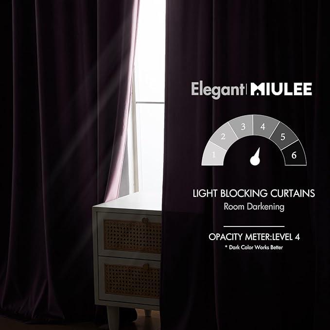 MIULEE Lavender Velvet Curtains 90 inches - Luxury Blackout Curtains for Bedroom Living Room Thermal Insulated Super Soft Window Drapes Rod Pocket & Back Tab, W52 x L90 inches,Purple,2 Panels