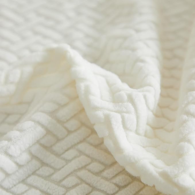 Sofa Covers Couch Covers for Sofa Pet Friendly Couch Cushion Covers Universal Sofa Covers Washable Stretch Slipcovers for Sectional Sofa (Texture Ivory White,Large Single Seat Cover)