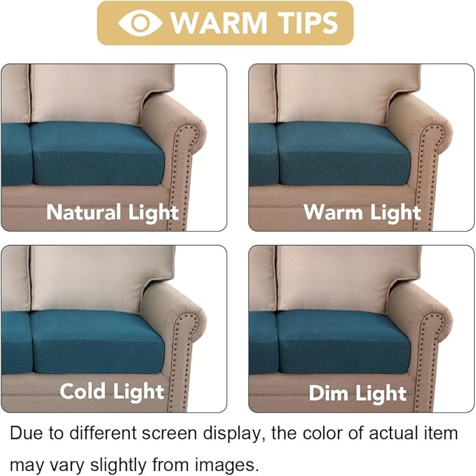 H.VERSAILTEX Super Stretch Individual Seat Sofa Covers Couch cushion covers Slipcover Sets Thick Jacquard Textured Twill Fabric (3 Piece Sofa cushion covers, Deep Teal)