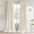 MIULEE Beige White Back Tab Blackout Curtains 102 Inch Long 2 Panels Set for Bedroom, Rod Pocket/Pinch Pleated Thermal Insulated Living Room Darkening Light Blocking Floor to Ceiling Drapes