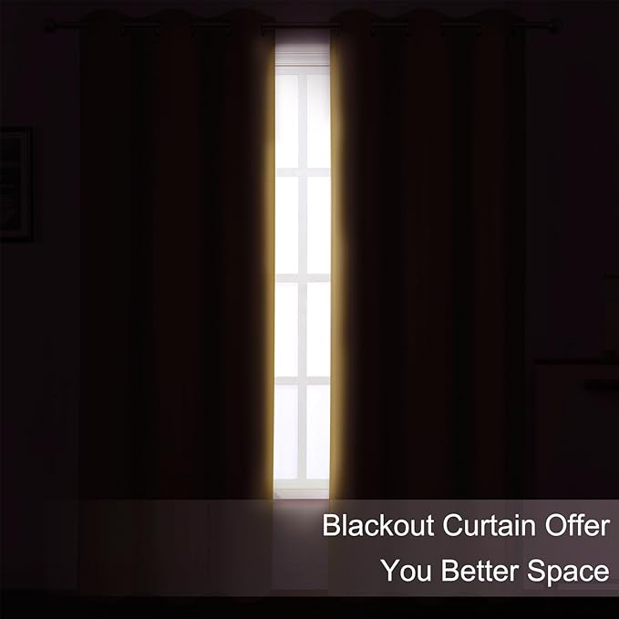 LEMOMO Mustard Yellow Thermal Blackout Curtains/38 x 63 Inch/Set of 2 Panels Room Darkening Curtains for Bedroom