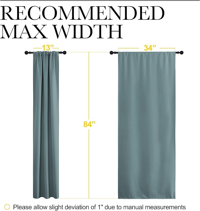 NICETOWN Greyish Blue Blackout Curtains Panels for Window, Thermal Insulated Rod Pocket Blackout Drapes/Draperies for Living Room (2 Panels, W34 x L84 inches)