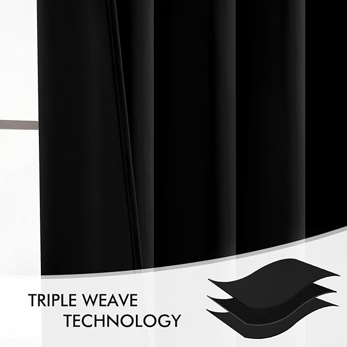 MIULEE Black Back Tab Blackout Curtains 80 Inch Length 2 Panels Set for Living Room Bedroom Privacy, Halloween Rod Pocket/Pinch Pleat Thermal Insulated Room Darkening Pleated Light Blocking Drapes