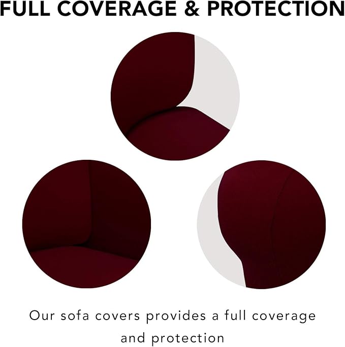PureFit Super Stretch Chair Sofa Slipcover – Spandex Non Slip Soft Couch Sofa Cover, Washable Furniture Protector with Non Skid Foam and Elastic Bottom for Kids, Pets （Chair, Wine）