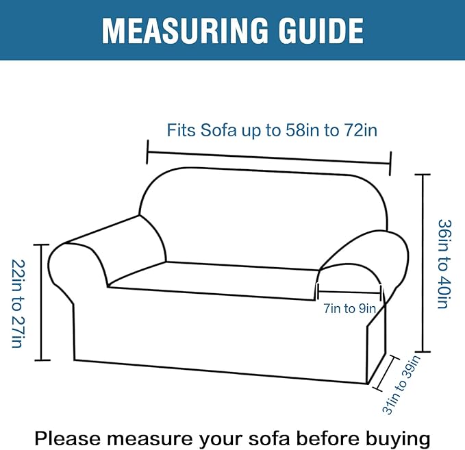 H.VERSAILTEX Stretch Velvet Loveseat Covers for 2 Cushion Couch Covers for Living Room Sofa Covers Slipcovers with Non Slip Straps Bottom, Ultra Thick Comfy Velour (Width 58"-72", Oatmeal)