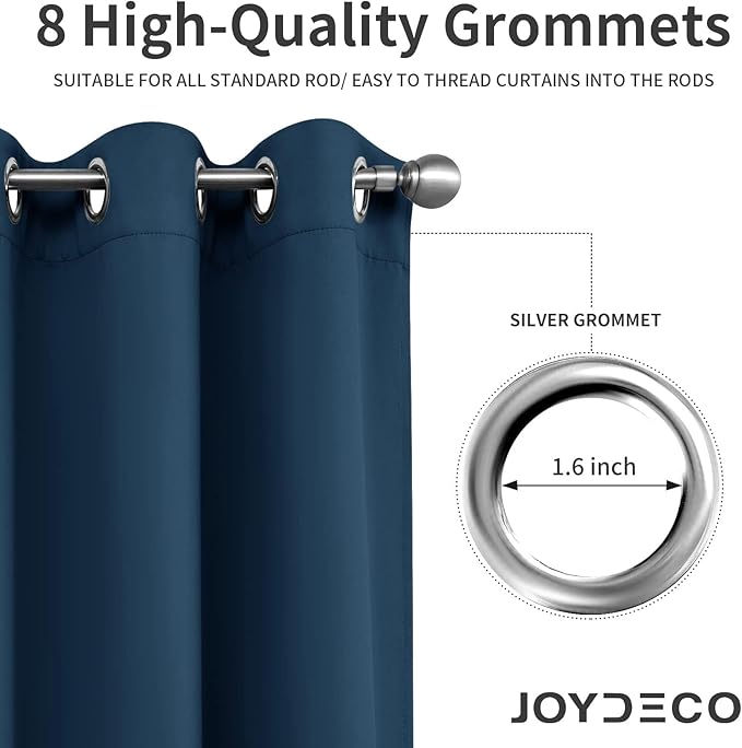 Joydeco Blackout Curtains 84 Inch Length 2 Panels Set, Thermal Insulated Long Drapes 2 Burg, Room Darkening Grommet Curtains for Living Room Bedroom Window
