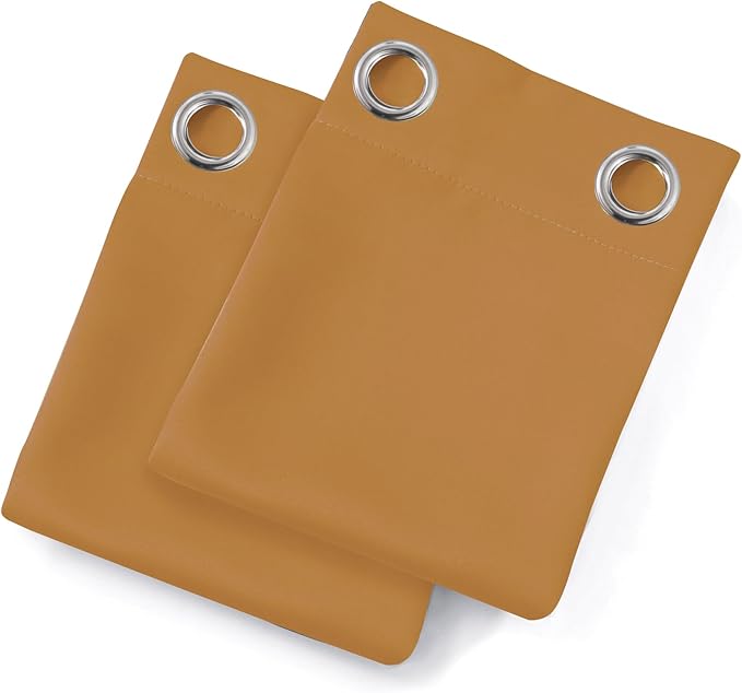 LEMOMO Mustard Yellow Thermal Blackout Curtains/42 x 84 Inch/Set of 2 Panels Room Darkening Curtains for Bedroom