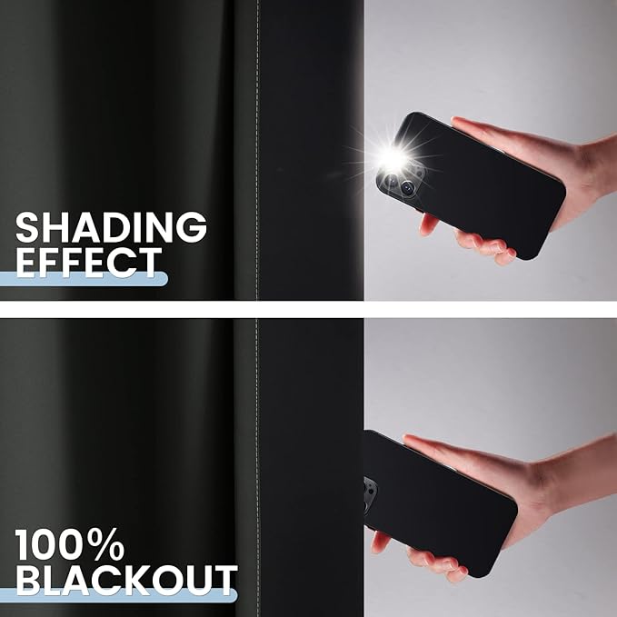 SimpleHome Blackout Curtains Ombre for Living Room,Room Darkening Black Curtains Set of 2 Panels Thermal Insulated Bedroom Curtains,52 x 84 Inch