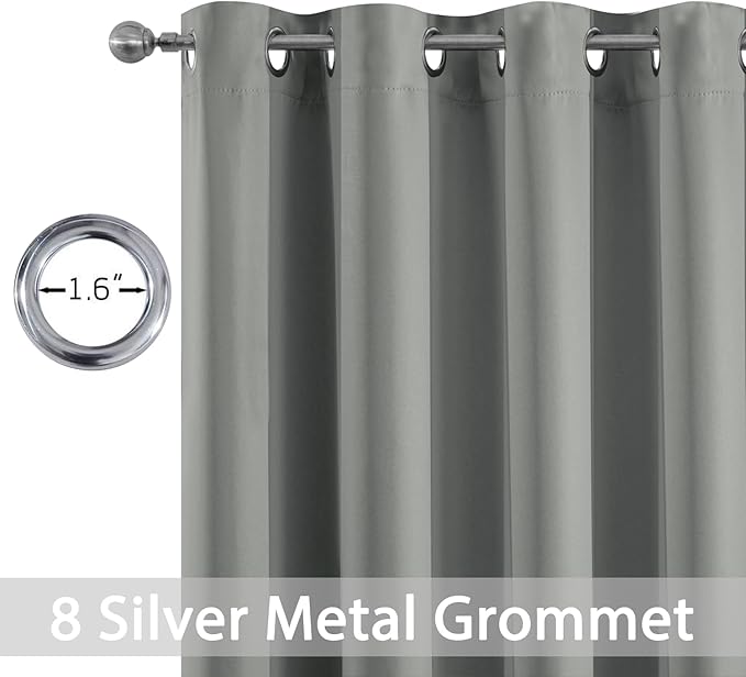 Yakamok Dove Grey Room Darking 63 Inch Length 2 Panel Sets for Livingroom Dining Room Darkening Thermal Insulated Bay Window Hotel Modern Elegant Black Out Sunblock Curtins/Bedroom,52 x 63 Inches