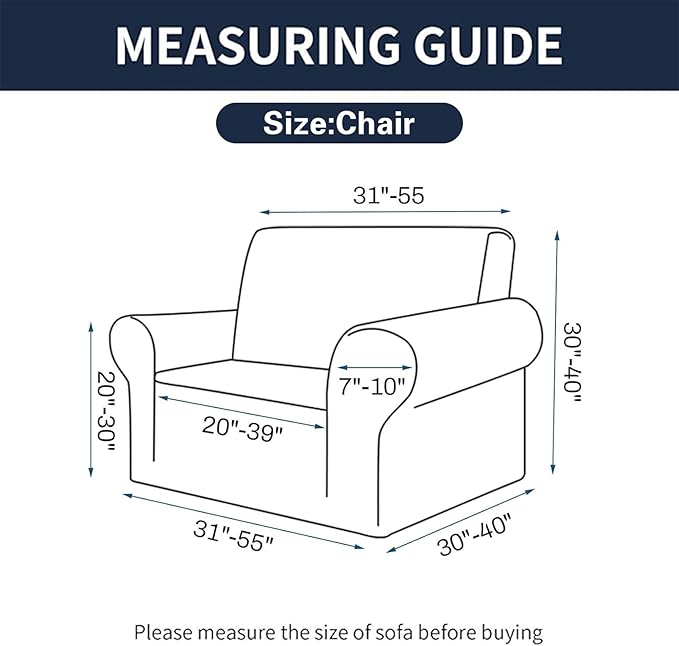 Cupuamon 2026 New Stretch Chair Sofa Slipcovers Couch Cover for 1 Seater Furniture Protector Sofa Covers with Elastic Bottom Jacquard Fabric Small Checks for Pets, Kids - Navy