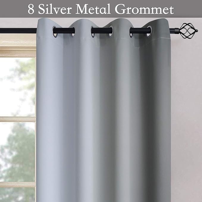 SimpleHome Ombre Room Darkening Curtains for Living Room, Light Blocking Gradient Grey to Greyish White Thermal Insulated Grommet Window Curtains/Drapes for Bedroom, 2 Panels, 52x84 inches Length