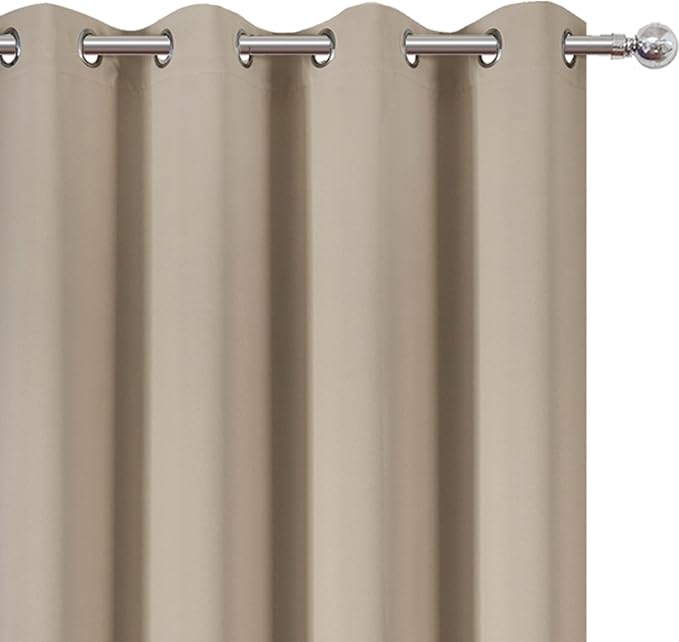 LEMOMO Khaki Thermal Blackout Curtains/52 x 72 Inch/Set of 2 Panels Room Darkening Curtains for Bedroom